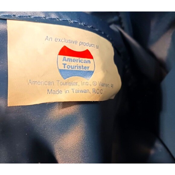 Vintage American Tourister Soft Sided Luggage Carry On Travel Bag Blue Suitcase - Picture 9 of 9